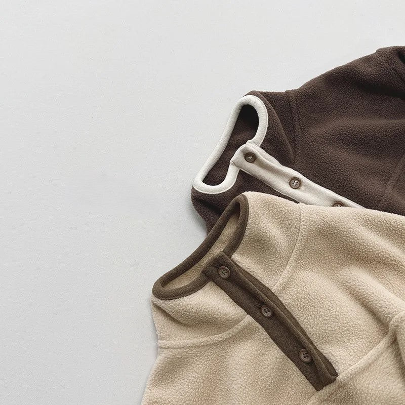 Half Button Fleece Turtleneck Sweatshirt