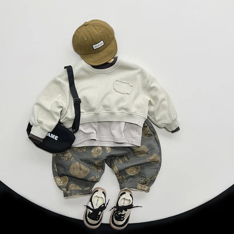 Drop Shoulder Cropped Crewneck Sweatshirt