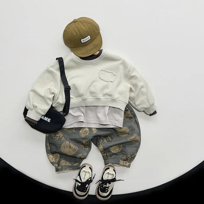 Drop Shoulder Cropped Crewneck Sweatshirt