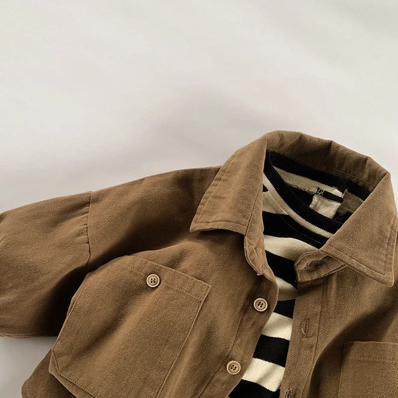 Oversized Brown Solid Button Shirt