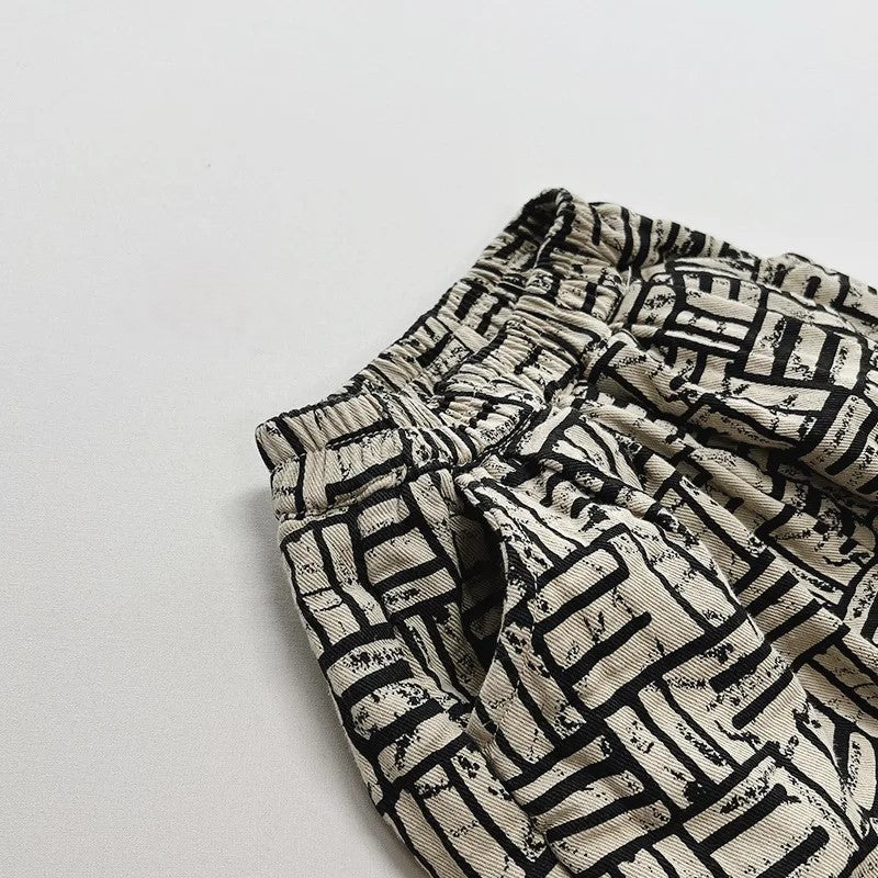 Winter Fleece Print Ivory Pants