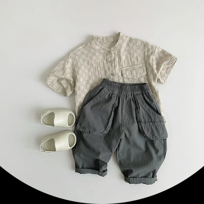 Cotton Plaid Pocket T-Shirt