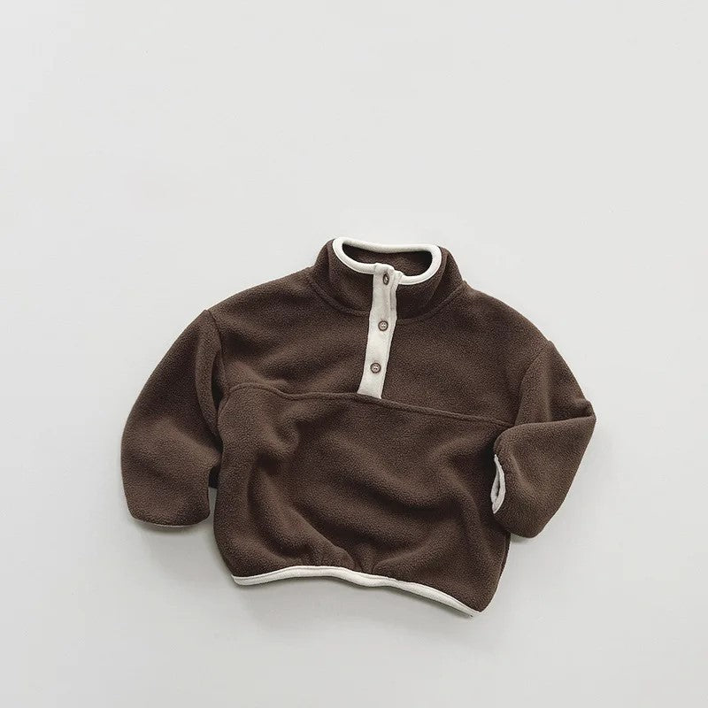 Half Button Fleece Turtleneck Sweatshirt