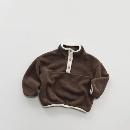 Half Button Fleece Turtleneck Sweatshirt