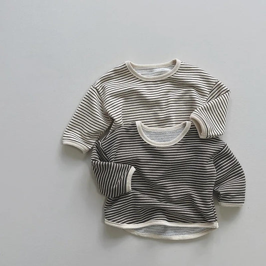 Cotton Striped Crew Neck Top