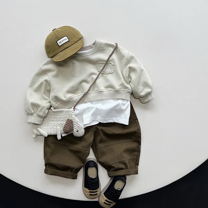 Drop Shoulder Cropped Crewneck Sweatshirt