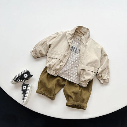 Cotton Solid Zipper Coat