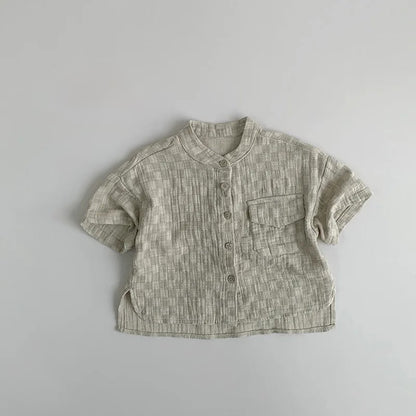 Cotton Plaid Pocket T-Shirt