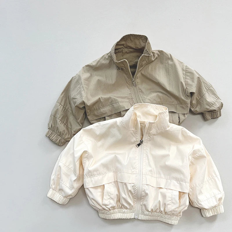 Cotton Solid Zipper Coat