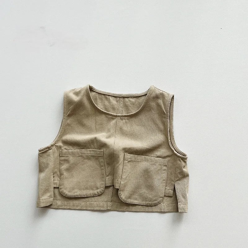 2-Pockets Cropped Vest