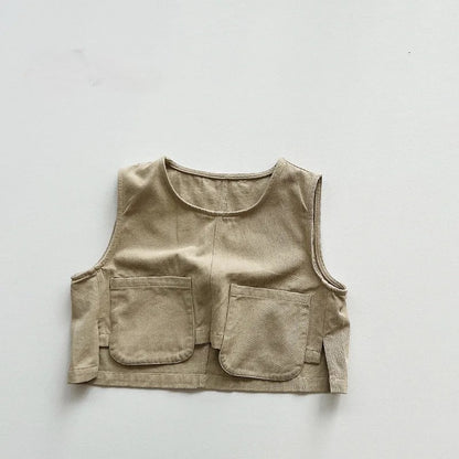 2-Pockets Cropped Vest