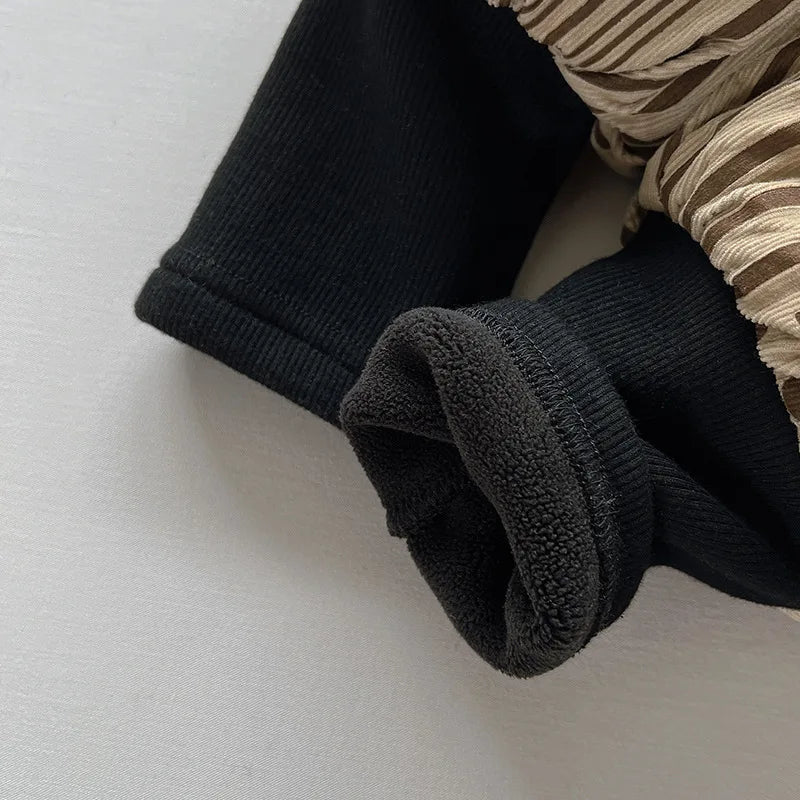 Dotted Print Khaki Winter Set - Pants