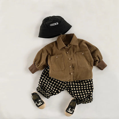 Oversized Brown Solid Button Shirt