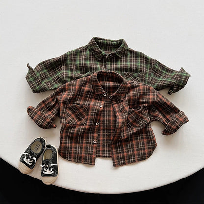 Cotton Plaid 90s Button Top