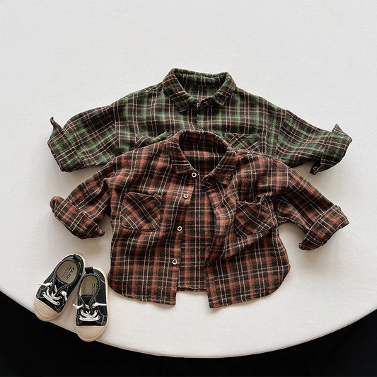 Cotton Plaid 90s Button Top