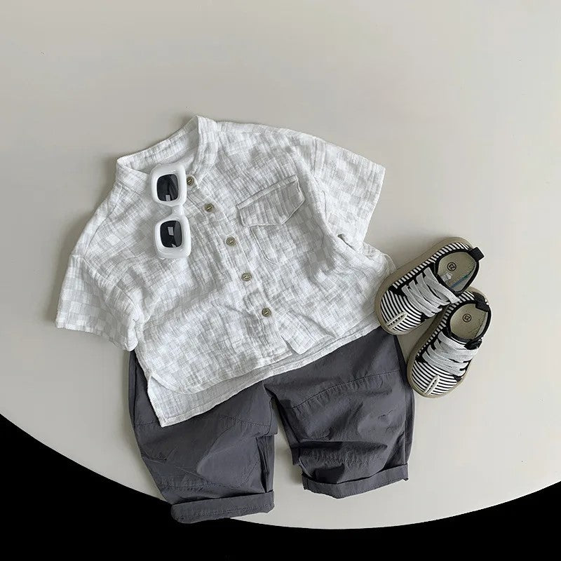 Cotton Plaid Pocket T-Shirt